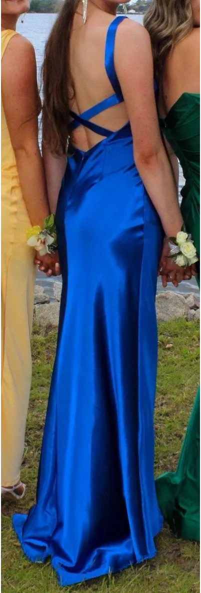Lulus Blue Backless Slit Dress - Image 4