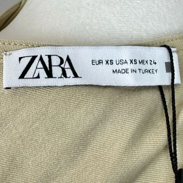 Zara Iridescent Satin Effect Mini Dress Draped Neck Open Back XS Gold Beige Y2K - Image 11