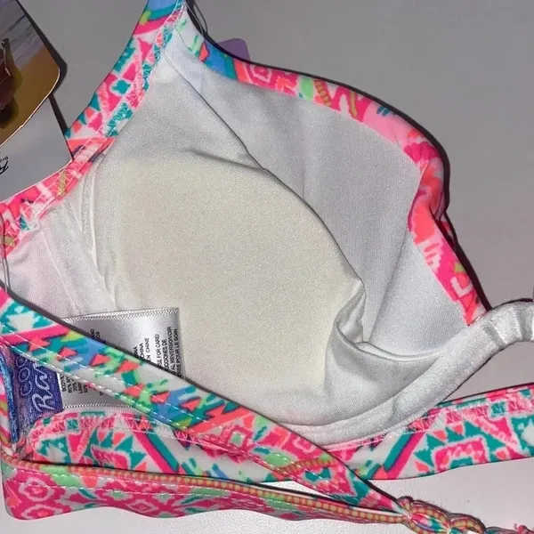 NWT Coco‎ Rave 32 B/C halter push-up bikini top bright ruched - Image 4