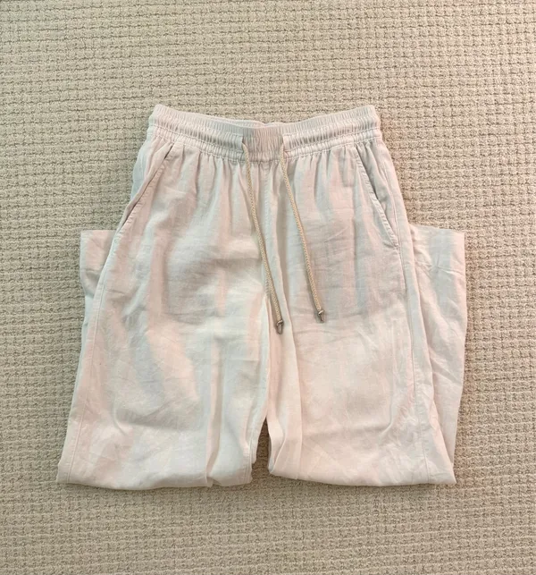 White Linen Drawstring Pant  - Image 2