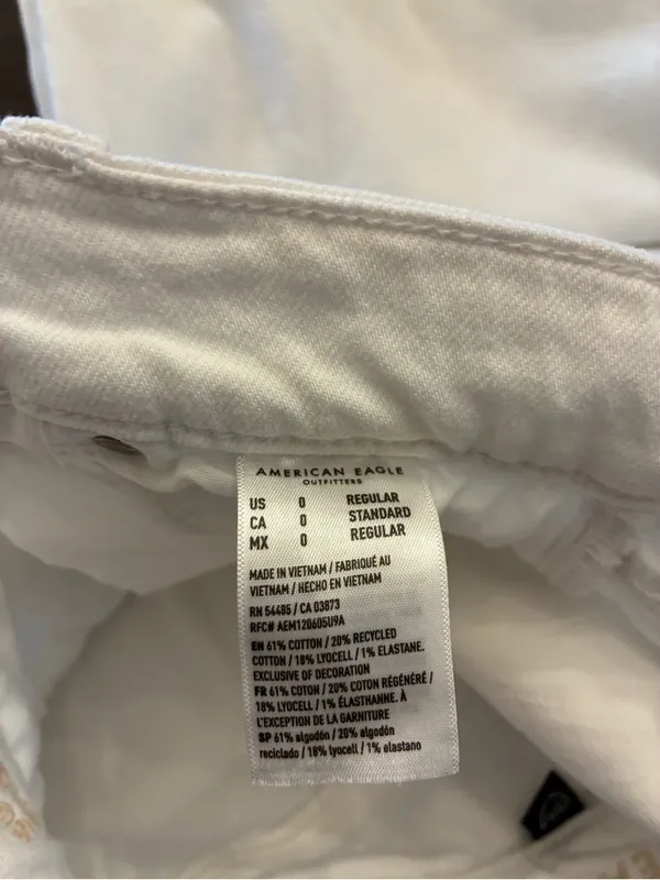 American Eagle Baggy Wide Leg Jeans Size 0 Super High Rise White Cargo Pockets - Image 3