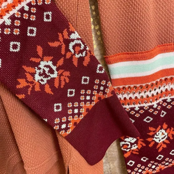 Free People Boho Long Sleeve Mikah Layering Sweater Autumn Combo Small NWT - Image 4