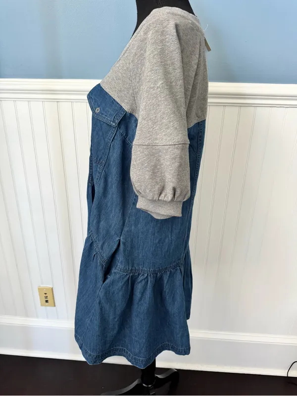 NWT Anthropologie Pilcro Denim Sweatshirt Twofer Swing Oversized Dress ~ Small - Image 7