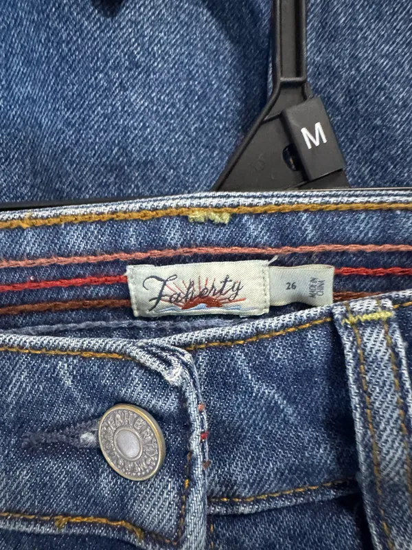 Faherty Skirt Denim Midi Indigo Dyed Button Down 26 - Image 2