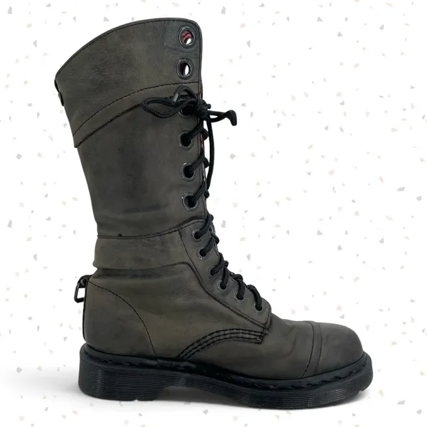 Dr. Martens Triumph Boots Leather Pirate Style Fold Down Tartan Plaid Lining 7 - Image 3