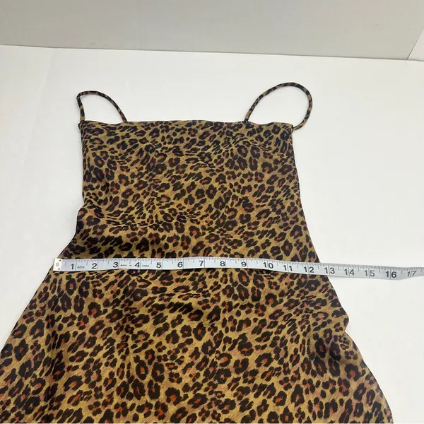 STAUD Bellamy‎ Leopard Print Open Back Chiffon Mini Slip Dress Womens Size XS - Image 8