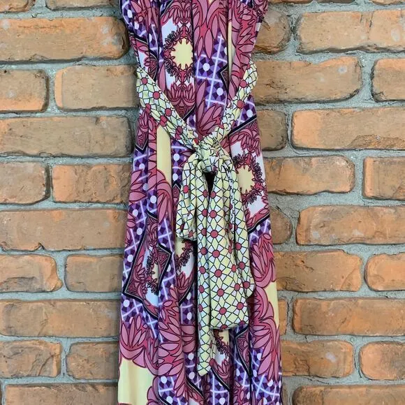 Tata Jolie‎ Floral Dress Geometric Print Hi-Low Maxi Long Vibrant Summer Boho XL - Image 4