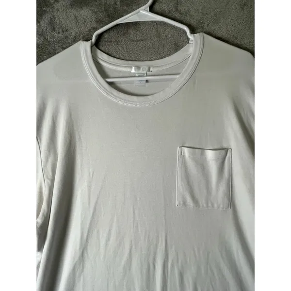 LAKE White Pima Cotton Long Sleeve Pocket Tee Shirt Size Large - Image 2