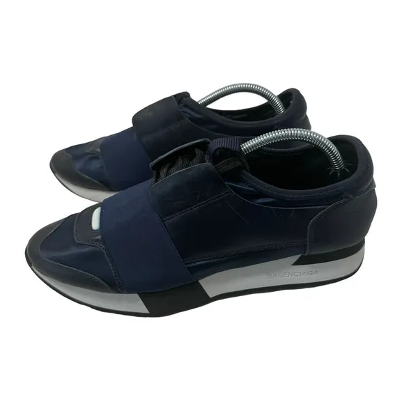 Balenciaga Race‎ Runners Navy Blue Leather Mesh Shoes Low Top Womens 38 US 7.5-8 - Image 3