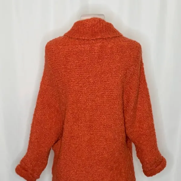 SUNDANCE Laurel Breeze Cardigan Sweater Solid Orange Boucle Knit Wool Small - Image 9
