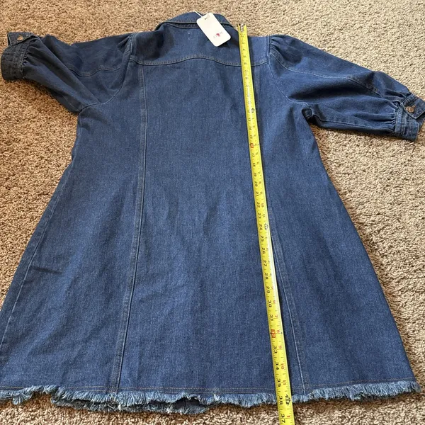 L'atiste By Amy Puff Sleeve Button Up Denim Dress Size 1X NWT - Image 6