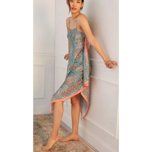 Anthropologie Tiny Size-S Flowy Midi Dress Handkerchief Hem‎ Lounge Sleep - Image 4