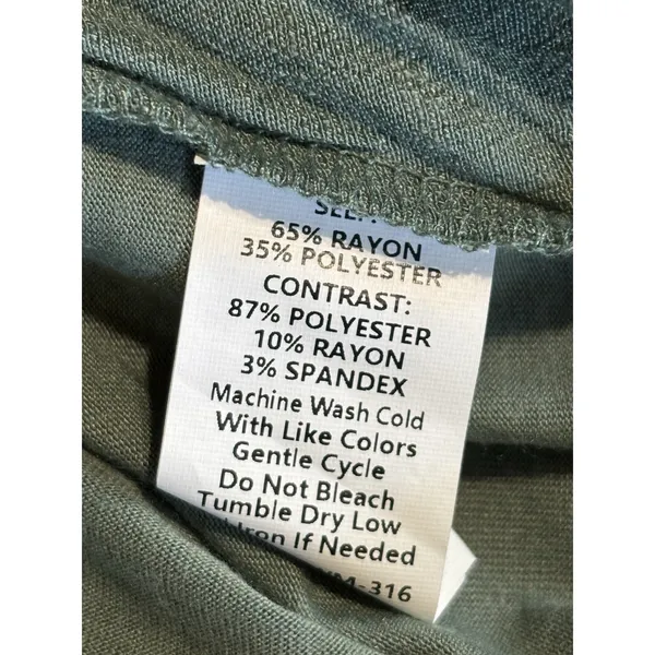 Per Seption Olive Green Blouse Size 2XL Button Up Front Pockets NWT Short Tab Sl - Image 7
