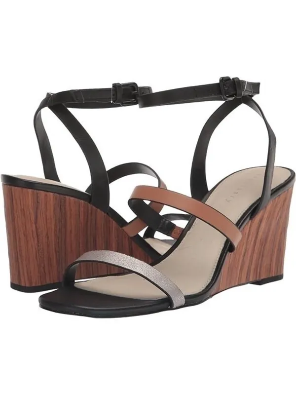 Sanctuary Black and Brown Strappy Block Heel Wedges - Image 2