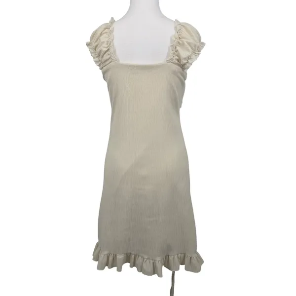 Fashion‎ Star Quality Cream Milkmaid Fairy Cottagecore Ruffle Mini Dress Lace S - Image 5