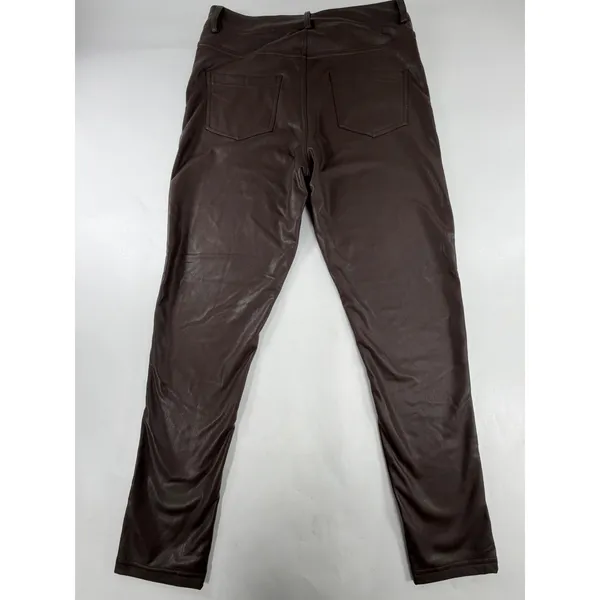 Shinestar Womens Brown Faux Leather High Rise Tapered Pants Size M SP5196 - Image 2