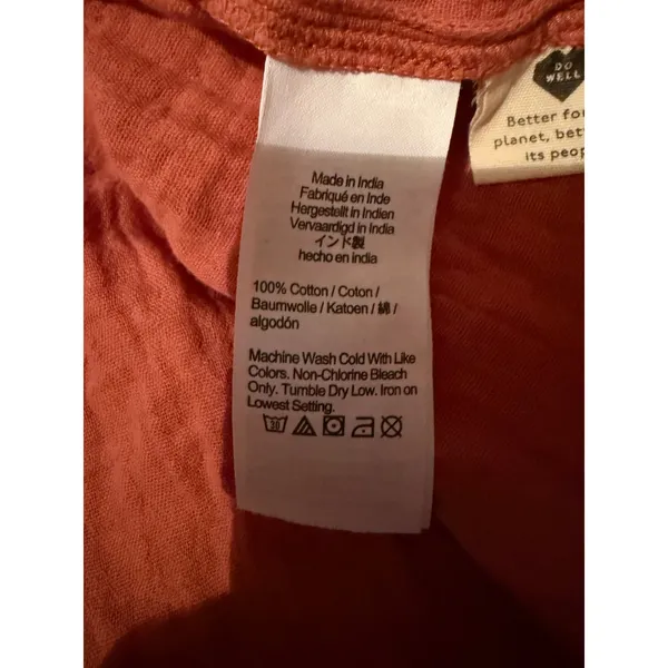 Madewell Lightspun Tiered Mini Dress Womens M Rust Gauze Button Front Cotton - Image 6