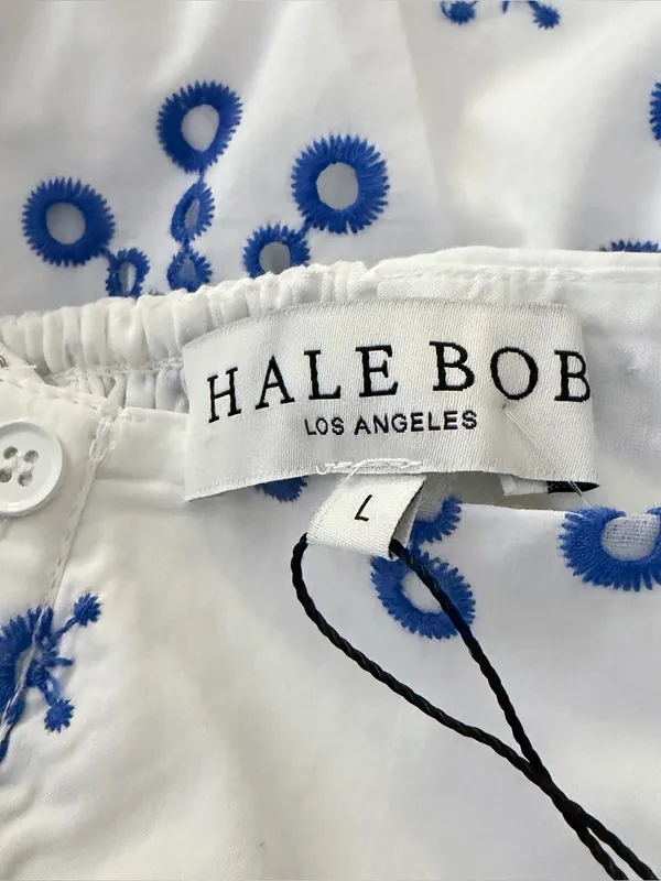 Hale Bob Blue &‎ White Embroidered Tiered Maxi Dress Large NWT - Image 3