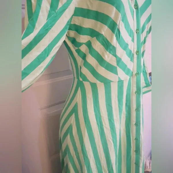 Women’s striped maxi shirt dress in green in size XS pit to pit 17” - Image 12