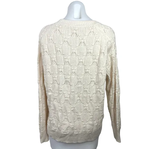 Elodie Women's Knit Ivory Crew Neck Long Sleeves Pullover Sweater Top Size XL - Image 2
