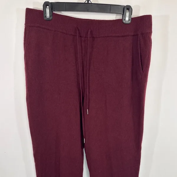 Quince Burgundy 100% Mongolian Cashmere Jogger Sweatpants Women Medium NWT - Image 4