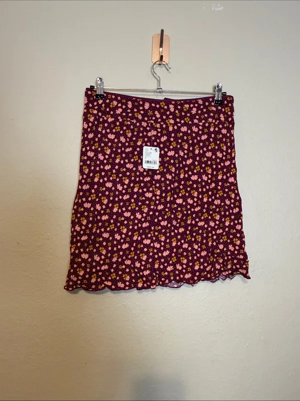 Free People IRL Floral Mini‎ Slip Skirt Y2K 90's Style Size 2 In Plum Combo Nwt - Image 4
