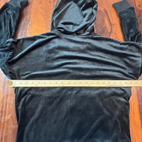 Felina Womens Black Velour Zip Up Hoodie‎ C7589 Relaxed Fit Loungewear Small - Image 8