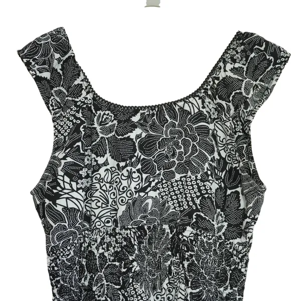 Vintage 100% Cotton Size 1X Midi Dress Black Floral Retro Country‎ Lightweight - Image 6