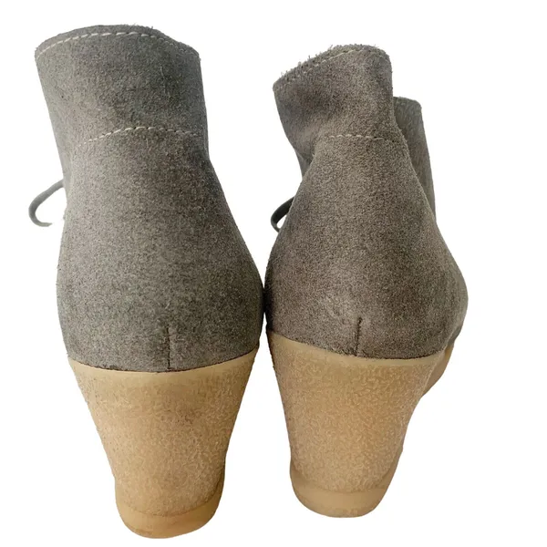 J Crew Lace Up Wedge Ankle‎ Suede Boots Booties Shoes Women's Size 8 Grey - Image 7
