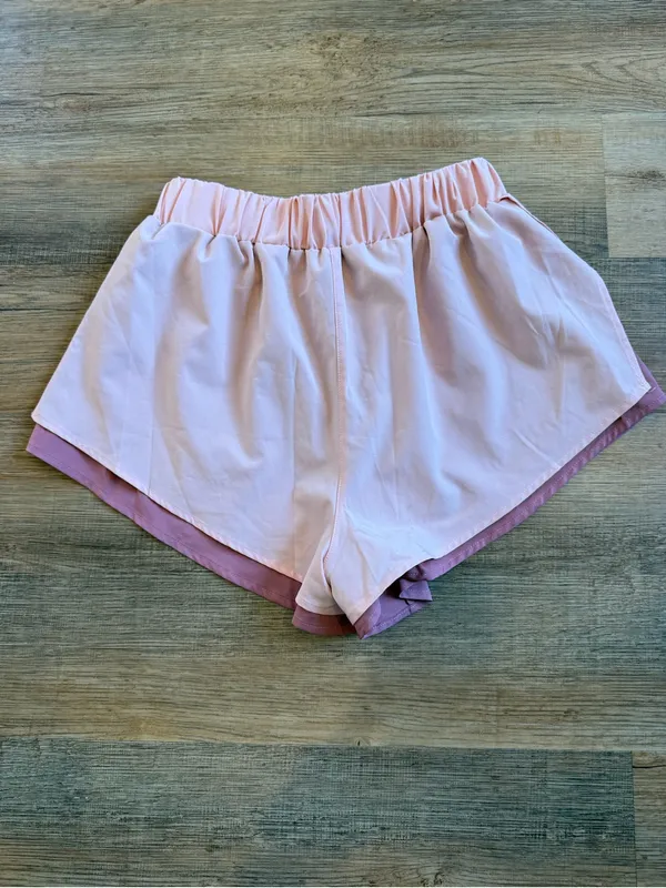 Pink Lily Two-Tone Rose and Blush Elastic Waist Shorts Size S - Image 2