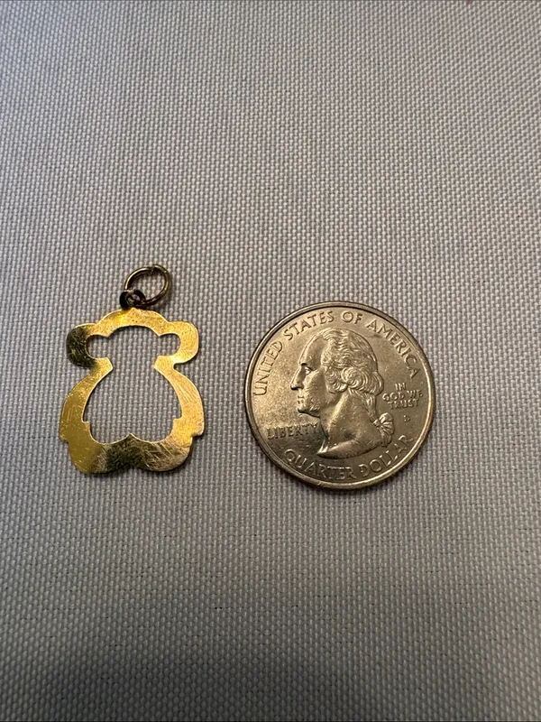 Gold Tone Teddy Bear Silhouette Charm - Image 2
