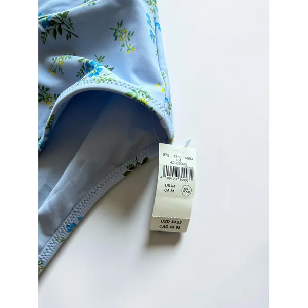 Aerie Real Good High Waisted Crossover Bikini Bottoms‎ Blue Floral M NWT - Image 4
