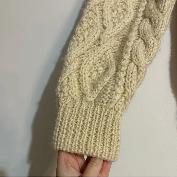 American Eagle VTG Icelandic Wool Cable Knit Chunky Sweater Fisherman Preppy - Image 2