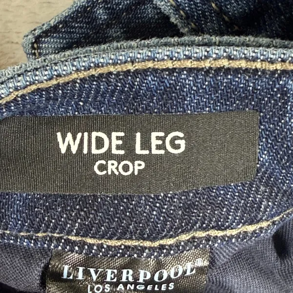 Liverpool Los Angeles Wide Leg Crop Belted Jeans Dark Wash Size 10/30 New - Image 4