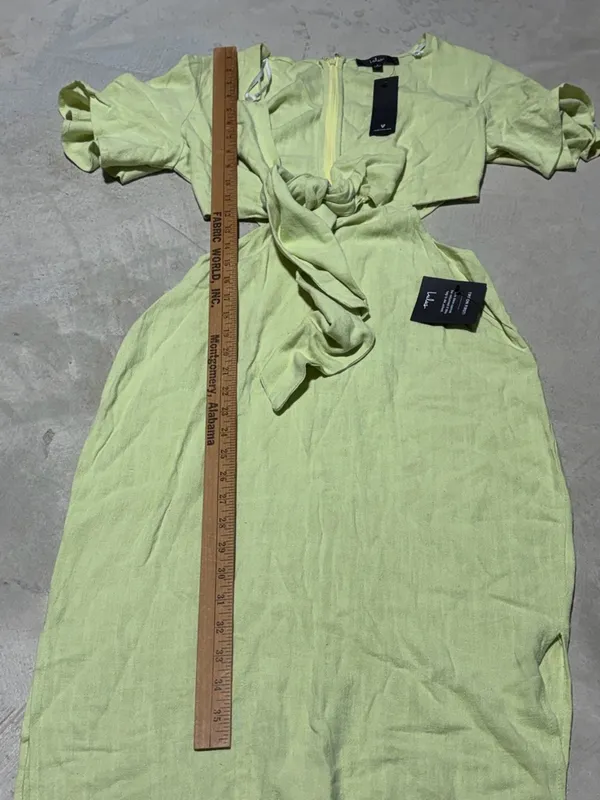 NWT Lulus summer journey Lime Green Tie-Front cutout Midi Dress small - Image 9