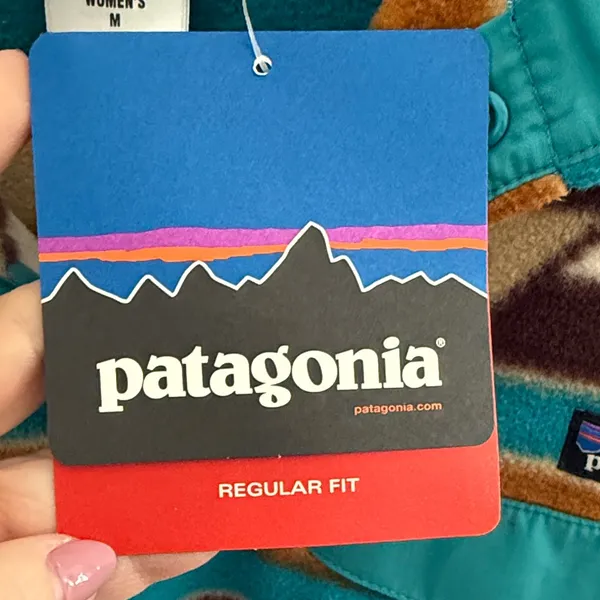Patagonia Turquoise & Tan Geometric Snap-T Fleece Pullover - Image 6