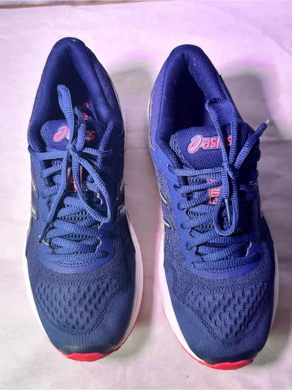 ASICS Navy Blue Mesh Running Shoes with Silver Accents - Image 3