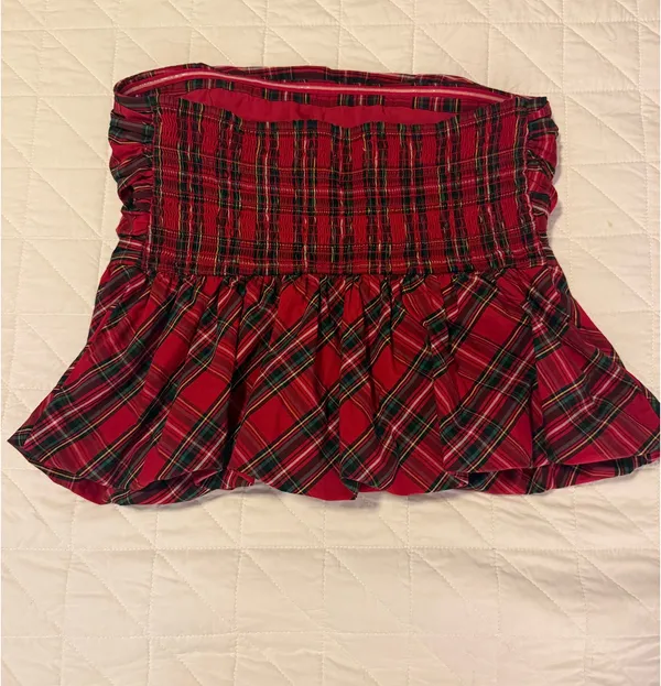 Hollister red plaid bubble hem tube top - Image 2