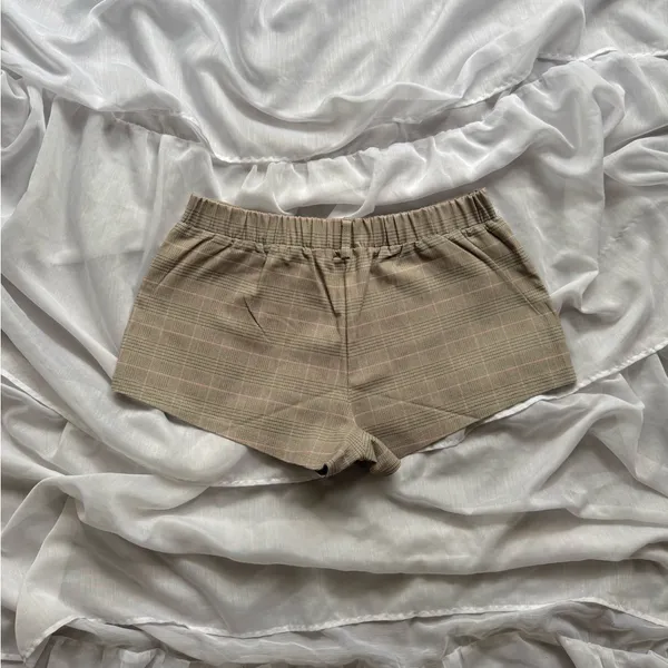Free Haven Plaid Micro Shorts Tan Size L - Image 6