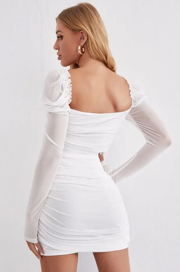 White Long Sleeve Mini Dress Size XS - Image 2