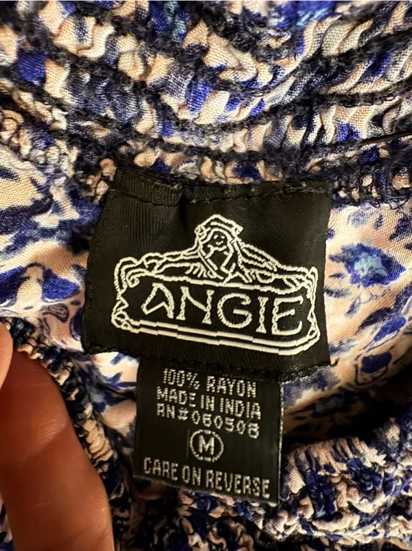 Angie Boho Mediterranean Mosaic Smocked High Waisted Festival Shorts M - Image 4