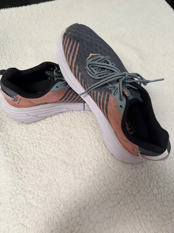 Hoka One One Women's Teal and Peach Running Sneakers - Image 9