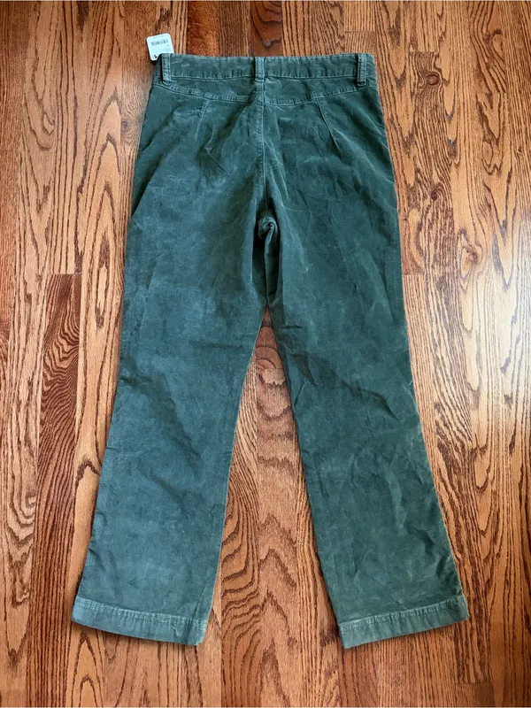 FREE PEOPLE High Time Velvet Kick Flare Pants Chive Green Size 12 NWT - Image 5