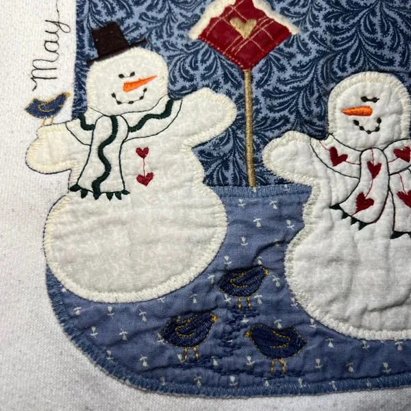 VTG 90s Folk Art Applique Sweatshirt‎ XL Embroidered Snowman Made USA Christmas - Image 7