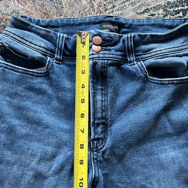 Blue Flare Wide Leg Jeans High-Rise Waist Hippie Y2K Baggy Style SZ 29 Retro - Image 13