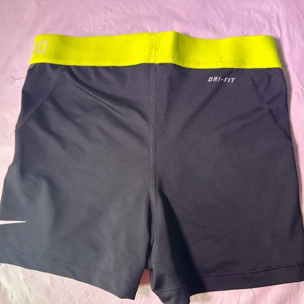 Nike Black Shorts with Neon Yellow Waistband - Image 3
