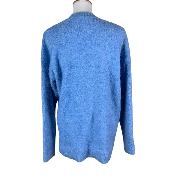 Show Me Your Mumu Blue‎ Fuzzy Knit V Neck Sweater Cozy Soft Small - Image 2