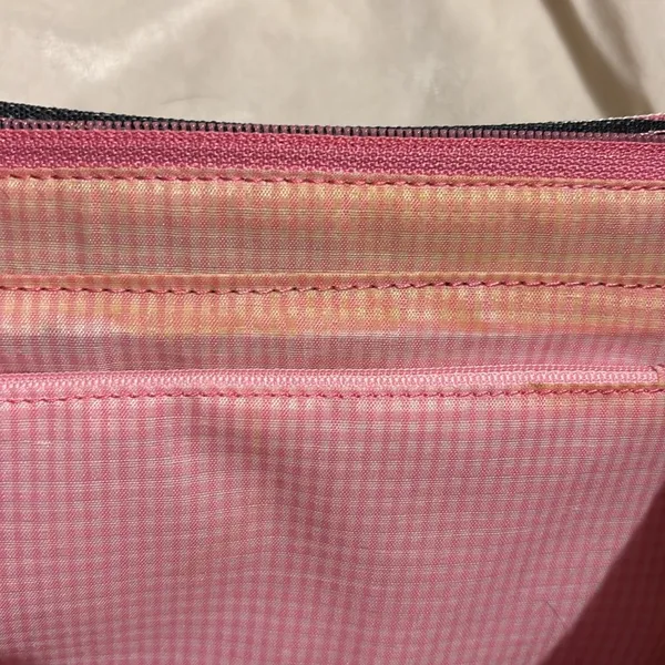 Source Unknown STRIPED MULTICOLORED SHOULDER BAG PINK GREEN BLUE CANVAS LIKE BAG THIN HANDLES - Image 8