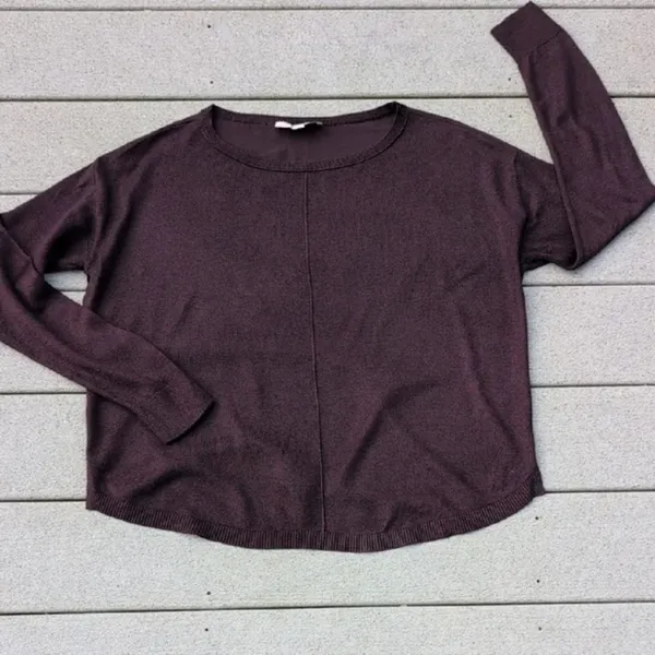 LOFT Mixed Media Sweater | Loft Maroon Mixed Media Sweater - Image 6