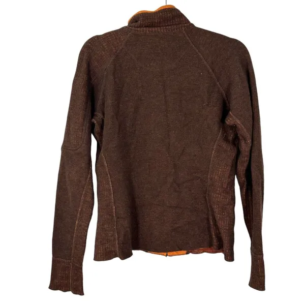 Mountain Hardwear Wool Blend Sweater Brown Full Zip Fleece Lined Women's Medium - Image 3